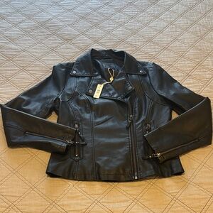 NWT Max Studio Black Faux Leather Jacket